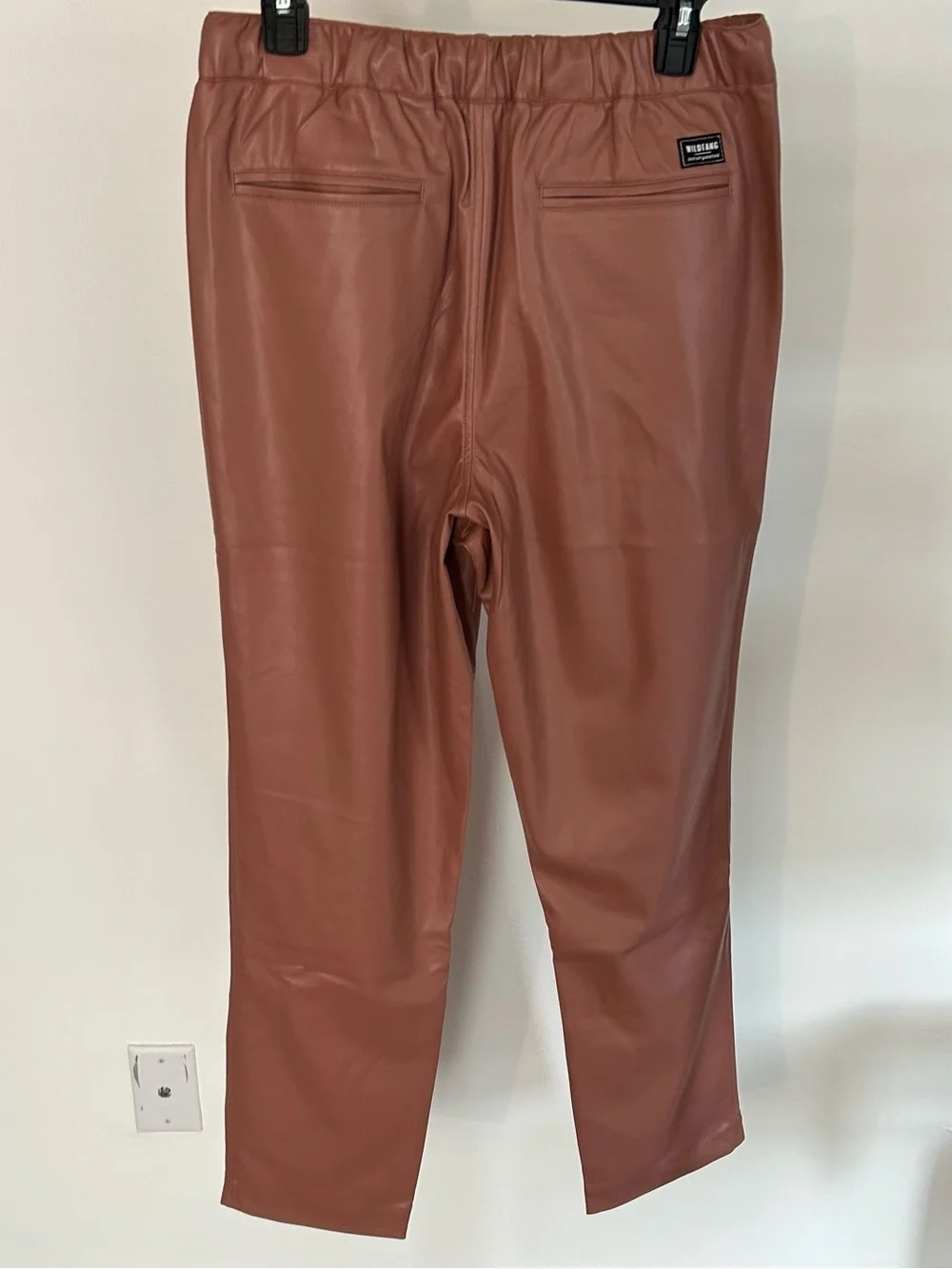 NWT Wildfang The Empower Vegan Leather Drawstring Pant Rose Brown size Medium